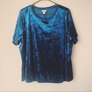 Crushed blue velvet shirt